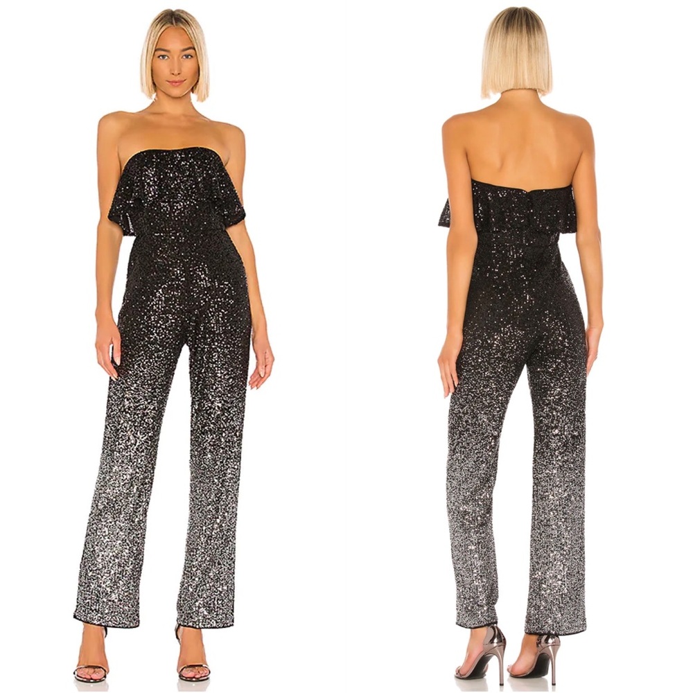 NWT - LPA Romee Jumpsuit XS Black Silver Sequin Jumpsuit